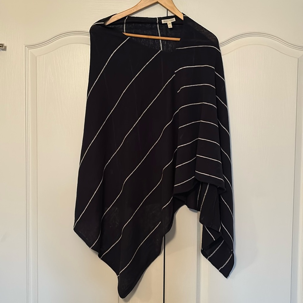 Eileen Fisher Organic Linen Pinstripe Poncho